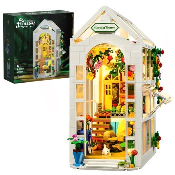 Tranquil Greenhouse Building Toy Set with LED Lights - Create Your Own Botanical Haven!