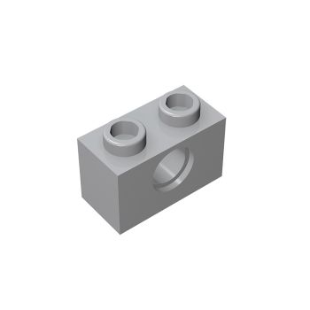 Technic Brick 1 x 2 [1 Hole] #3700 Light Bluish Gray Premium Part 10 Pieces