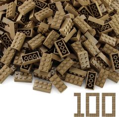 Brick 2 X 4 #3001 Bundle Dark Tan 100 PCS